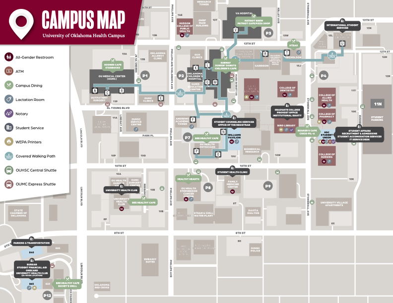 Map of OU Health Sciences in OKC